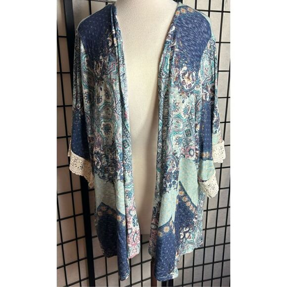 Eyeshadow Multicolor Graphic Print Open Cardigan - Picture 1 of 7